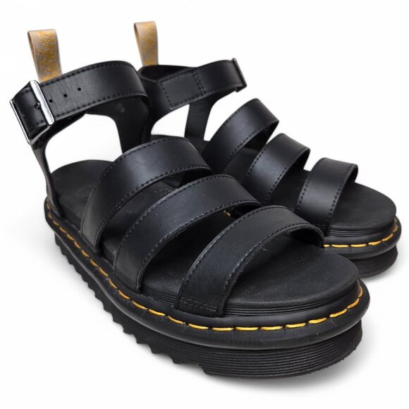 Dr. Martens Shoes - Dr. Martens Vegan Blaire Strappy Sandals Women's Chunky Black Hippie Goth Airy 8